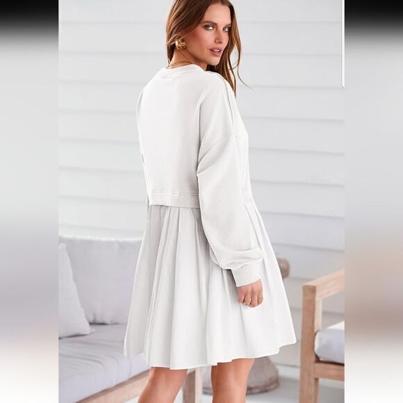 Womens Casual Oversized Sweatshirt Dress Crewneck Long Sleeve Loose Pullover NEW - Picture 10 of 13